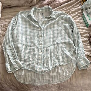 Lou & Grey Mint and White Gingham Shirt